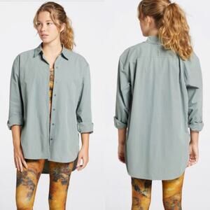 CALIA Oversized Collared Light Green Button Top